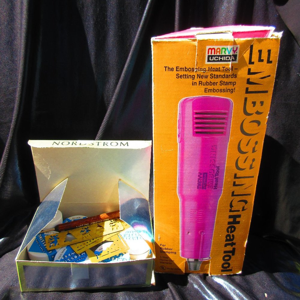 Embossing Heat Tool With Embossing Powders Stylus & Stencils